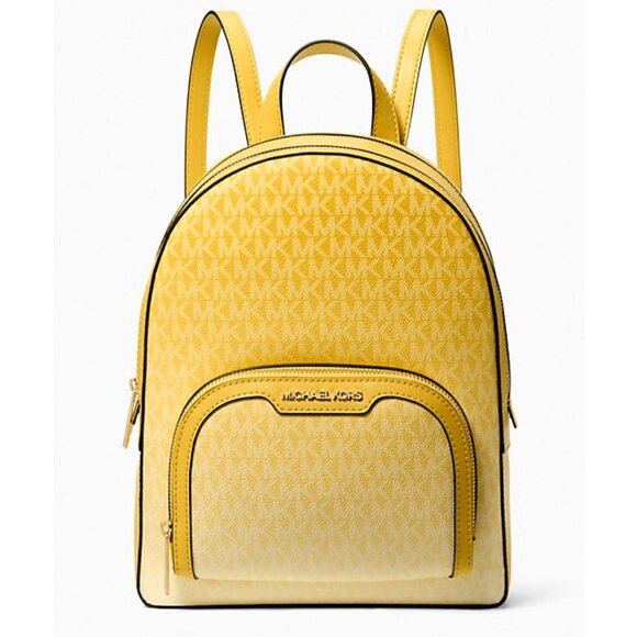 New Michael Kors Jaycee Medium Ombré Signature Logo Backpack Daisy Yellow - Picture 1 of 4